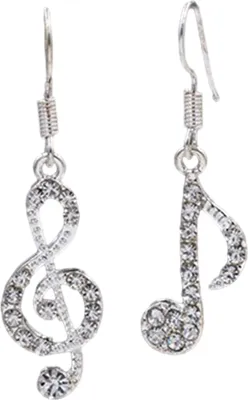 Produktbild von Paar baumelnde Ohrringe, Musiknoten-Design, funkelnde Strass-Tropfen-Ohrringe, Dekoration, Hochzeitsschmuck für Frauen