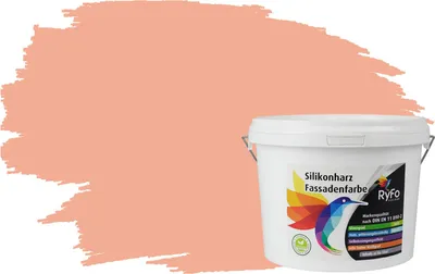 Produktbild von RyFo Colors Silikonharz Fassadenfarbe Lotuseffekt Trend Orangetöne Pfirsichorange 3l - bunte Fassadenfarbe, weitere Orange Farbtöne und Größen erhältlich, Deckkraft Klasse 1