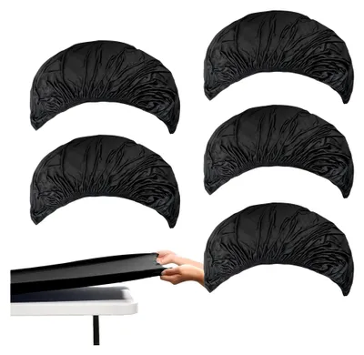 Produktbild von 6 Stück schwarze Tischdecken für Tische mit 1,8 m, elastische Abdeckung, rechteckig, Stretch-Tischdecken für Klapptische, Camping, Esszimmer, Küche, Hochzeit, Feier