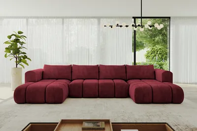 Produktbild von ALTDECOR Ecksofa in U-Form mit Schlaffunktion und Bettkasten CLOUD-U 405x185x90 Bordeauxrot - Corner Sofa Bett Eckcouch Couch L-Form Schlafcouch Ausziehbar Wohnlandschaft Schlafsofa Cauchsofa