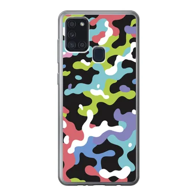 Produktbild von MuchoWow® Handyhülle Schutzhülle Hülle für Samsung Galaxy A21s Buntes Camouflage-Muster Silikon Softcase Handy Hülle - Hartschale