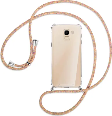 Produktbild von Handykette Backcover-Schutzhülle mit Band (Metall silberfarben) für Samsung Galaxy J6 2018 - Rainbow