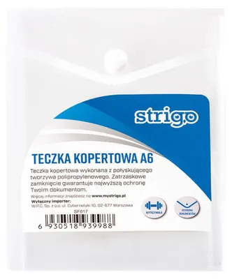 Obrázok produktu pre Obálkový priečinok PP A6 vertikálny STRIGO
