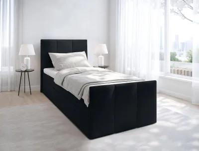 Produktbild von AX LIVING Levente Boxbett mit Bettkasten 100x200 Boxspringbett Schwarz