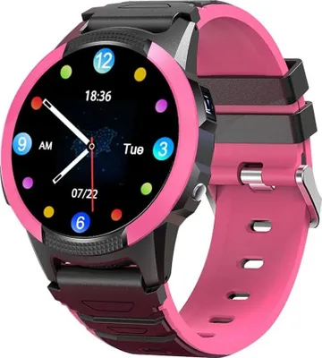 Produktbild von Kinder-Smartwatch mit GPS, Video- und Sprachanrufen, SOS-Taste, Schulmodus, Musik- und Videoplayer, Antispam-Kontaktliste und Pulsmesser.