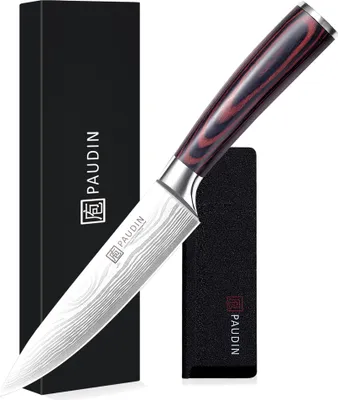 Produktbild von PAUDIN N27 Kochmesser 15 cm – Kompaktes Küchenmesser mit Damastmuster, präzise und ausgewogen, inklusive Klingenschutz