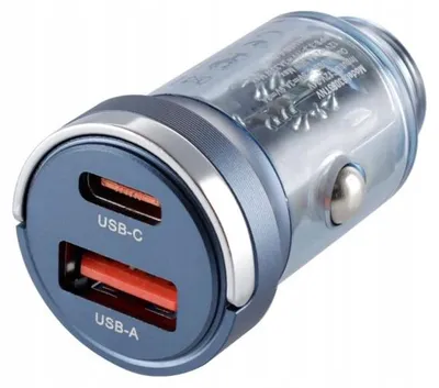 Produktbild von DBautomotive 12/24V KFZ-Ladegerät USB-C PD 33W transparent blau