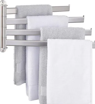 Produktbild von Famanu Handtuchhalter mit drehbarer Stange - 4 Arme, 40 cm, Edelstahl, Wandmontage, gebürstet