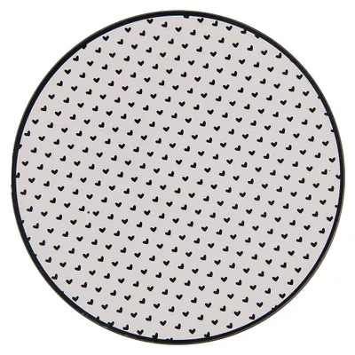 Immagine prodotto di Piattino Clayre & Eef Ø 33 cm Bianco Nero Plastica Cuori