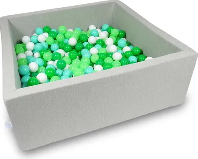 Obrázok produktu pre Guľôčkový bazén 110x110x40cm svetlosivý - so 600 guľôčkami / biela, celadónová, mentolová, zelená