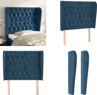 Produktbild von vidaXL Kopfteil mit Ohren Dunkelblau 103x23x118/128 cm Samt - Kopfteil - Kopfteile - Bett-Kopfteil - Bettkopfteil
