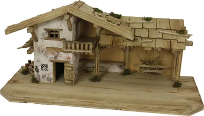 Produktbild von Krippenstall Falkenstein 70x30 cm für 9-11 cm Figuren aus Holz