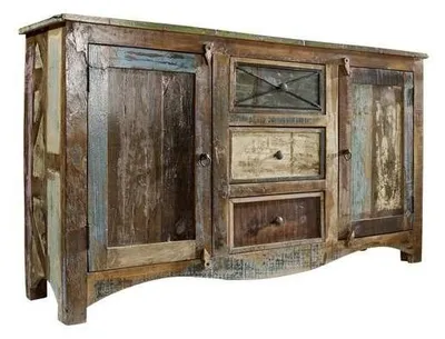 Immagine prodotto di MASSIVMOEBEL24 | Credenza in legno riciclato 150x38x85 laccato multicolore NATURE OF SPIRIT #05