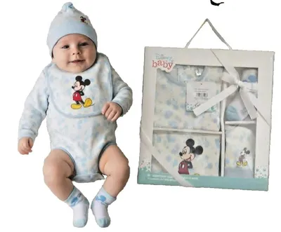 Produktbild von Disney Mickey Mouse Geschenkset Gr. 56 62 Baby Set Erstaustattung 4-tlg 0-3 Monate Geschenk Geburt Box