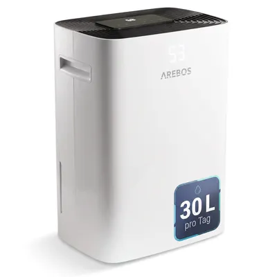 Produktbild von AREBOS Luftentfeuchter 30 L/24h 530 W für 27–37 m² 4,2 L Wassertank Wäschetrocknung 3 Modi Timer Touch Kindersicherung Ablaufschlauch