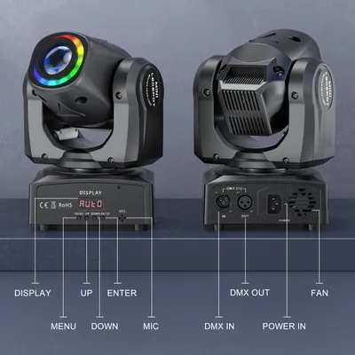 Produktbild von Moving-Head-Lichtset - RGB-Bühnenlicht - 2er-Set - 50 W - 15° Abstrahlwinkel - DMX512 - EU-Stecker