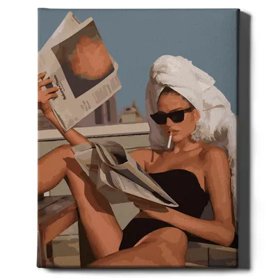 Immagine prodotto di Oh Art! - Set pittura per numeri Donna - 40x50cm, con cornice in legno e pennelli fai da te