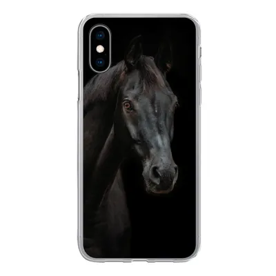 Produktbild von MuchoWow® Handyhülle Schutzhülle Hülle für iPhone X Pferd - Nutztier - Schwarz Silikon Softcase Handy Hülle - Handyhülle