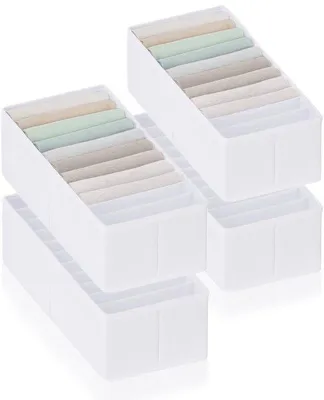 Image de Unyqoos® : Lot de 11 boîtes de rangement lavables avec compartiments hauts – 42 cm de longueur, 14 cm de hauteur, idéales pour les placards et les tiroirs (T-shirts, chaussettes)