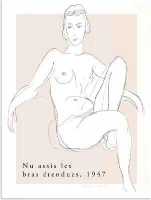 Produktbild von ARTland Wandbild Alu für Innen & Outdoor Nu assis les bras étendues 1947 Größe: 45x60 cm