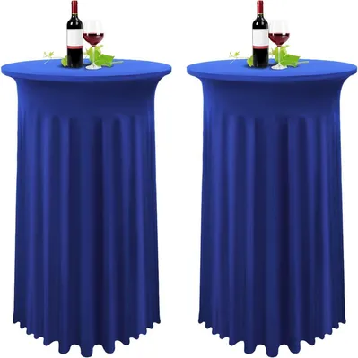 Immagine prodotto di set di 2 copritavolo da bar elasticizzati verde scuro Ø 80-85 cm tovaglia con gonna