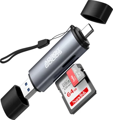Obrázok produktu pre AdroitGoods Čítačka SD kariet - Čítačka kariet - Čítačka pamäťových kariet - Adaptér - Usb - Vhodný pre telefón, PC a tablet - Hliník