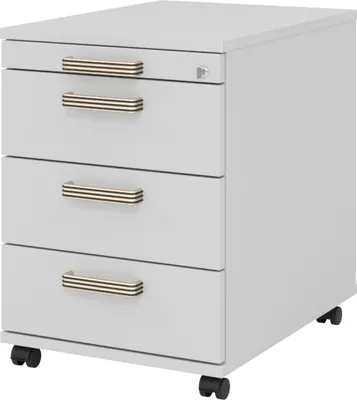 Produktbild von bümö office Rollcontainer - 3 Materialschubladen - Griff: Streifengriff (Kunststoff), Nachbildung: Grau