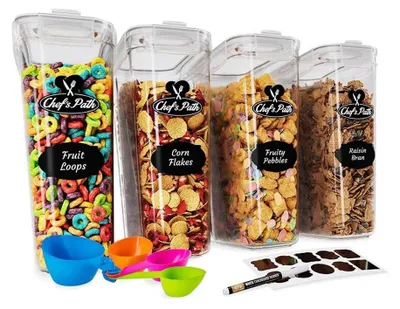 Produktbild von Chef's Path Aufbewahrungsbox-Set, Lunchbox, 8 Etiketten, Mehldose, BPA-frei, 4 l, inkl. Löffel-Set und Marker.