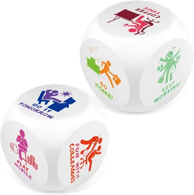 Productafbeelding van Anti-stress kubussen met 6 grappige acties - Set van 2 - Polyurethanschuim Speelgoed - Cadeau voor kantoorcollega's - Studenten