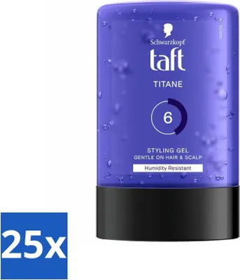 Immagine prodotto di Taft - Titane 6 - Gel per lo styling - Tenuta forte - 300 ml - Confezione vantaggiosa - 25 pezzi
