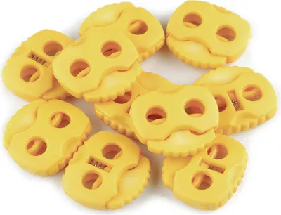 10 Stück Kordelstopper mit zwei Löchern gelb