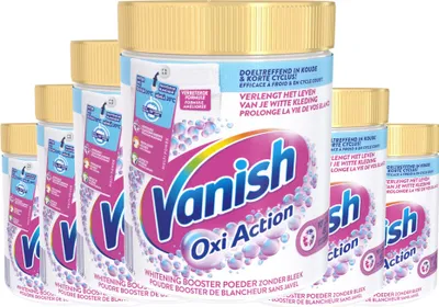 Zdjęcie produktu dla Vanish Oxi Action Wybielający Booster do Białego Prania – 6x1 kg – 198 prań – Profesjonalny Odplamiacz Bez Chloru