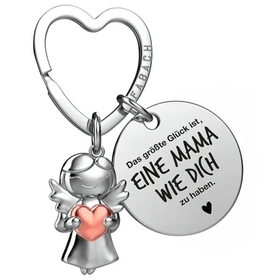 Produktbild von "Beste Mama" Schutzengel Schlüsselanhänger - Schutzengel Star mit Herz und Gravur Plättchen mit liebevoller Botschaft
