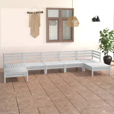 Produktbild von Cloris Designermöbel 7-tlg. Garten-Lounge-Set Weiß Massivholz Kiefer 2024 Neu