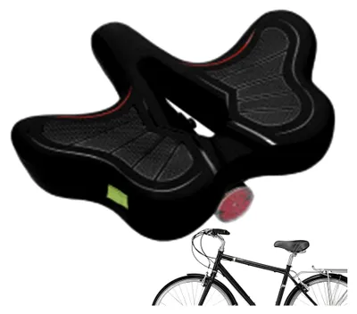 Produktbild von Fahrradsättel, Fahrradsitzkissen - Breiter Fahrradsattel mit Kissensitz - Mountainbike-Sitz mit Schaumstoffpolsterung, stoßdämpfender Fahrradsitz für Erwachsene