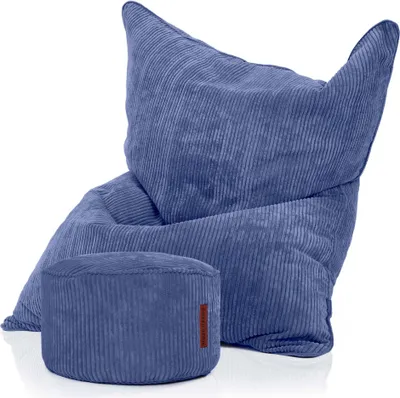 Produktbild von Green Bean® XXL Sitzsack 140x180 cm mit Hocker – Riesensitzsack aus weichem Cord Stoff – inkl. Fußhocker 45x25 cm – gefüllt mit EPS Perlen – Lounge Sitzsack für Erwachsene, Gaming, Relax, Wohnzimmer
