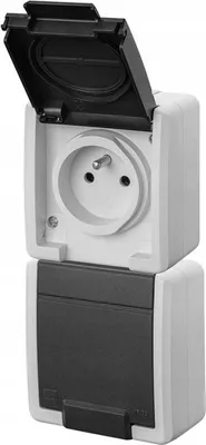 Produktbild von ELEKTRO-PLAST | Steckdose Aufputzmontage 2-fach - IP55 - Grau - Wasserdicht - Mit Erdung