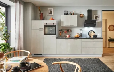 Produktbild von PICCANTE Plus Küchenzeile ohne Geräte Casual 320 cm beton weißgrau matt vormontiert Variante links 4067368010290