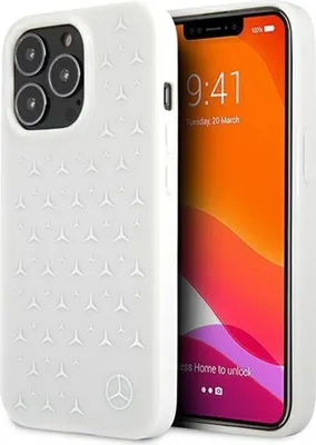 Produktbild von Mercedes MEHCP13LESPWH iPhone 13 Pro / 13 6,1" weißes Hardcase Silber Sterne Muster Handyhülle