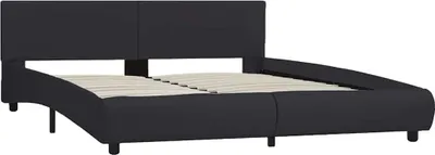 Produktbild von "2026 Aktion"Bettgestell - CLORIS - Doppelbett - Robust und langlebig - mit LED Schwarz Kunstleder 160 x 200 cm - Einfache Montage -   - NeuMöbel1540305