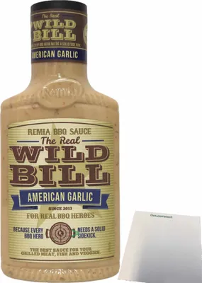 Produktbild von REMIA Wild Bill American Garlic Sauce Knoblauch Grillsauce (450ml Flasche) + usy Block