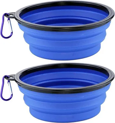 Immagine prodotto di Trasportino per cani - Contenitore da viaggio - Attività all'aperto - Pieghevole - 2 x 1000 ml - Blu