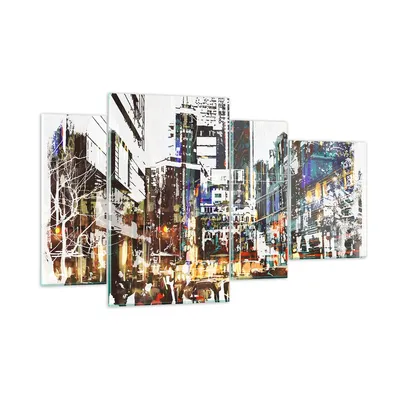 Produktbild von Bilder auf glas - Stadt Straße Haus - 120x70cm - Glasbilder - Wandbilder - Kunstdruck - zum Aufhängen bereit - Wanddekoration aus Glas - Glas Bilder - Wandbild auf Glas - 4 Teile - GDL120x70-3800