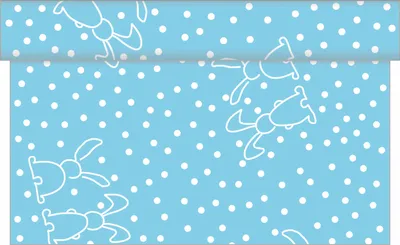Produktbild von Sovie HOME Tischläufer Rabbits in Türkis aus Linclass® Airlaid 40 cm x 4,80 m, 1 Stück - Ostern