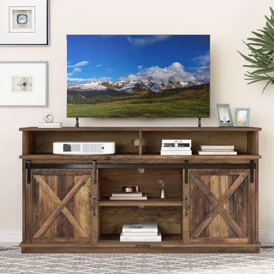 Immagine prodotto di Mobile TV con ripiani regolabili, dimensioni 148x40x78 cm, colore marrone, stile rustico