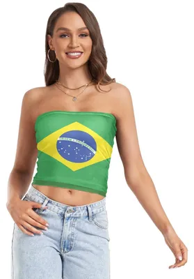 Produktbild von Damen Trägerloses Crop-Top aus weichem Stoff, bequem