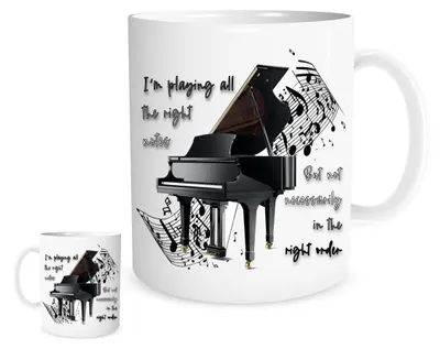 Kaffeetasse Klavier-Noten-Design 11 oz Keramik spülmaschinenfest