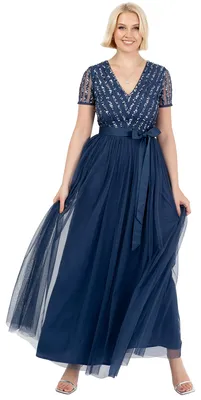 Produktbild von Maya Deluxe Damen Maxikleid für Damen, ideal für Brautjungfern, mit V-Ausschnitt und Ballkleid-Schnitt