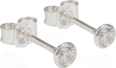 Produktbild von Paar 925er Silber Ohrstecker Ohrringe Ohrhänger Cubic Zirkonia Weiß 4,0mm