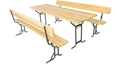 Produktbild von Bierzeltgarnitur mit Rückenlehne 220 x 70 cm natur 3-teilig
